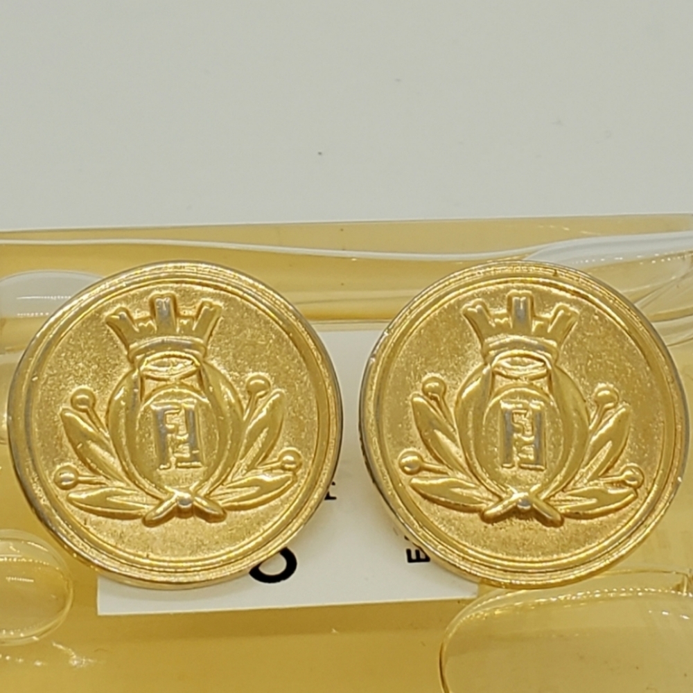 Vintage Fendi Rare Logo 18k Gold Plated Signed Earrings